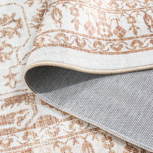 Safavieh Martha Stewart Washable Traditional Area Rug, Soft Polyester, Slip Resistant, Handcrafted Elegance Beige ,Gold Polyester Pile Msrw127b-25