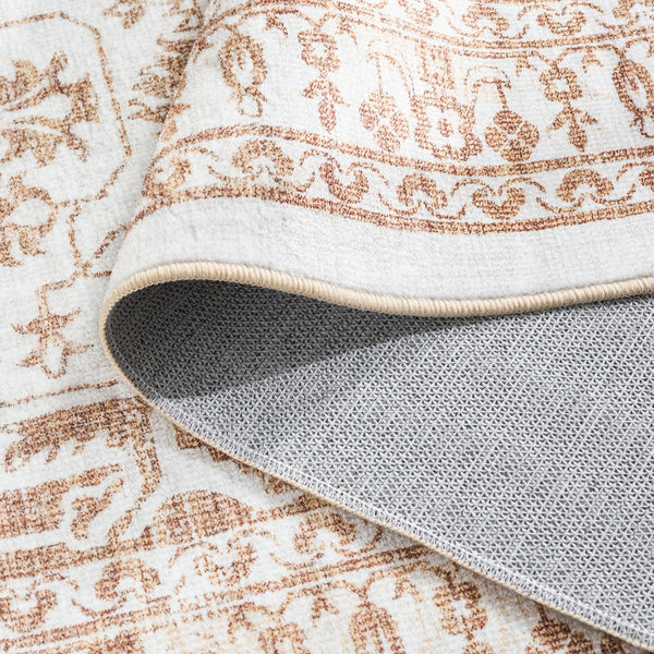 Safavieh Martha Stewart Washable Traditional Area Rug, Soft Polyester, Slip Resistant, Handcrafted Elegance Beige ,Gold Polyester Pile Msrw127b-25