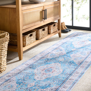 Safavieh Martha Stewart Washable Area Rug - Stylish, Durable Design For Effortless Elegance In Any Room Turquoise ,Beige Polyester Pile Msrw136k-9