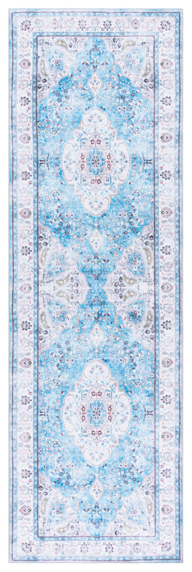 Safavieh Martha Stewart Washable Area Rug - Stylish, Durable Design For Effortless Elegance In Any Room Turquoise ,Beige Polyester Pile Msrw136k-9