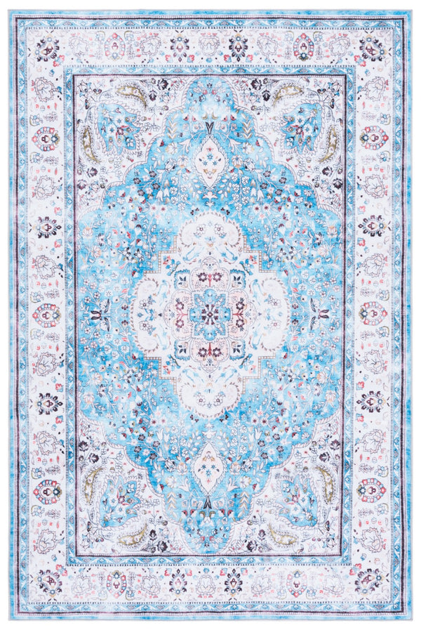 Safavieh Martha Stewart Washable Area Rug - Stylish, Durable Design For Effortless Elegance In Any Room Turquoise ,Beige Polyester Pile Msrw136k-9
