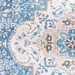 Safavieh Martha Traditional Washable Area Rug - Plush Polyester Pile For Easy Maintenance & Stylish Décor Turquoise ,Beige Polyester Pile Msrw136k-2745