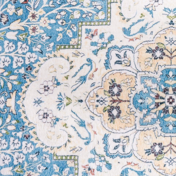 Safavieh Martha Traditional Washable Area Rug - Plush Polyester Pile For Easy Maintenance & Stylish Décor Turquoise ,Beige Polyester Pile Msrw136k-2745