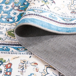 Safavieh Martha Traditional Washable Area Rug - Plush Polyester Pile For Easy Maintenance & Stylish Décor Turquoise ,Beige Polyester Pile Msrw136k-2745