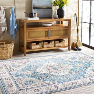 Safavieh Martha Stewart Washable Area Rug - Stylish, Durable Design For Effortless Elegance In Any Room Turquoise ,Beige Polyester Pile Msrw136k-9