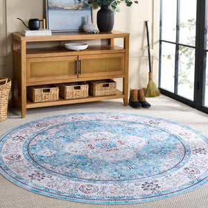 Safavieh Martha Stylish Washable Runner Rug In Elegant Turquoise And Beige For Chic Home Decor Enhancement Turquoise ,Beige Polyester Pile Msrw136k-6r