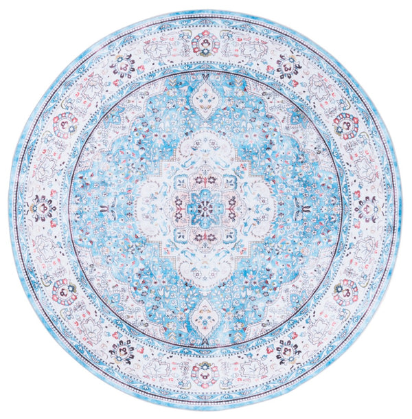Safavieh Martha Stewart Washable Area Rug - Stylish, Durable Design For Effortless Elegance In Any Room Turquoise ,Beige Polyester Pile Msrw136k-9