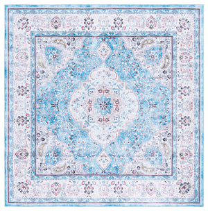 Safavieh Martha Stylish Washable Runner Rug In Elegant Turquoise And Beige For Chic Home Decor Enhancement Turquoise ,Beige Polyester Pile Msrw136k-6sq