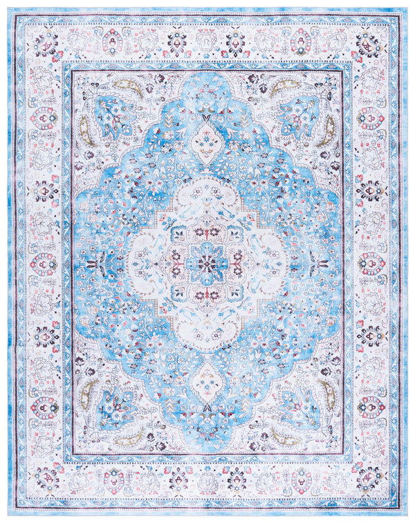 Safavieh Martha Traditional Washable Area Rug - Plush Polyester Pile For Easy Maintenance & Stylish Décor Turquoise ,Beige Polyester Pile Msrw136k-2745
