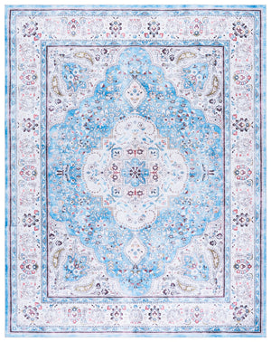 Safavieh Martha Stylish Washable Runner Rug In Elegant Turquoise And Beige For Chic Home Decor Enhancement Turquoise ,Beige Polyester Pile Msrw136k-8