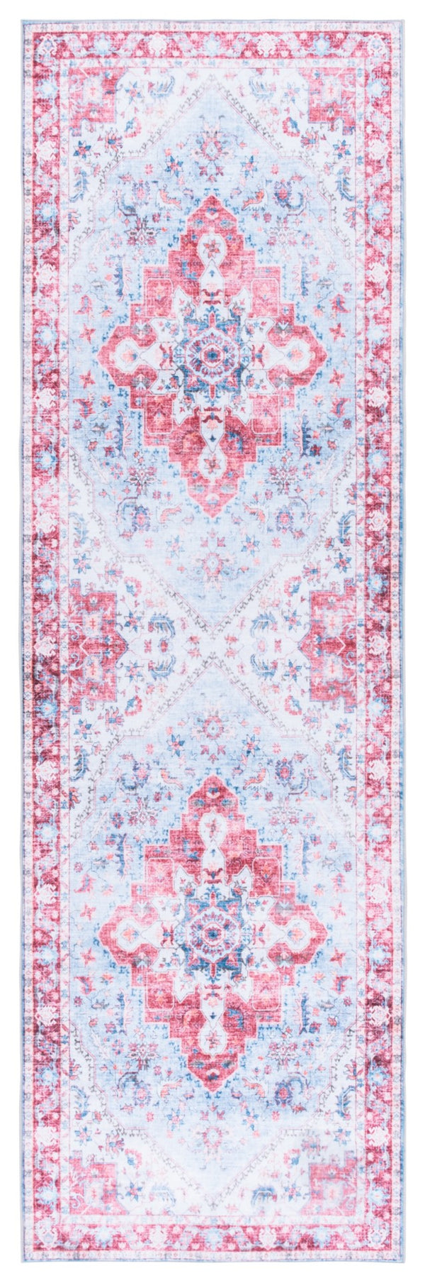 Safavieh Martha Stewart Washable Area Rug - Durable Polyester, Soft Feel, Easy Clean, Stylish Decor Addition Red ,Blue Polyester Pile Msrw148m-9