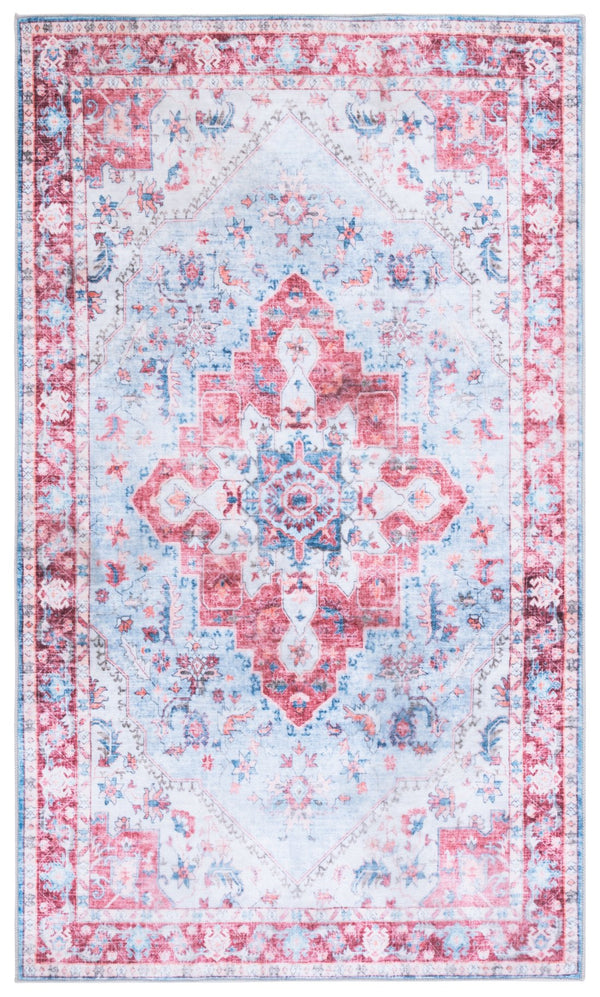 Safavieh Martha Stylish Washable Runner Rug - Contemporary Design, Vibrant Colors, Easy Care & Slip-resistant Red ,Blue Polyester Pile Msrw148m-3
