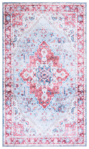 Safavieh Martha Stewart Washable Area Rug - Durable Polyester, Soft Feel, Easy Clean, Stylish Decor Addition Red ,Blue Polyester Pile Msrw148m-9