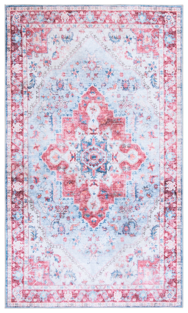 Safavieh Martha Stewart Washable Area Rug - Durable Polyester, Soft Feel, Easy Clean, Stylish Decor Addition Red ,Blue Polyester Pile Msrw148m-9