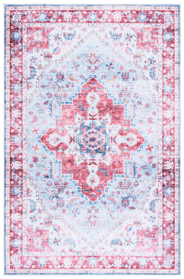 Safavieh Martha Stylish Washable Runner Rug - Contemporary Design, Vibrant Colors, Easy Care & Slip-resistant Red ,Blue Polyester Pile Msrw148m-4