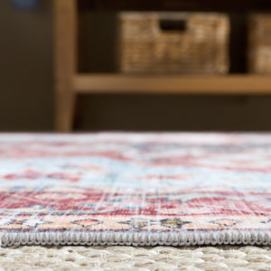 Safavieh Martha Stewart Washable Traditional Area Rug - Vibrant Design, Comfort & Durability For Any Room Red ,Blue Polyester Pile Msrw148m-2745