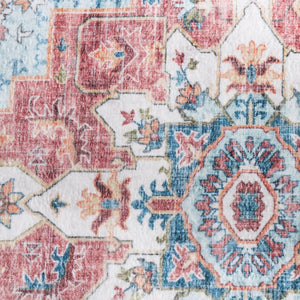 Safavieh Martha Stewart Washable Traditional Area Rug - Vibrant Design, Comfort & Durability For Any Room Red ,Blue Polyester Pile Msrw148m-2745