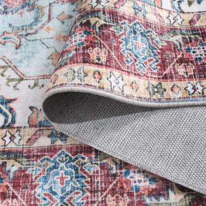 Safavieh Martha Stewart Washable Traditional Area Rug - Vibrant Design, Comfort & Durability For Any Room Red ,Blue Polyester Pile Msrw148m-2745