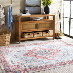 Safavieh Martha Stewart Washable Traditional Area Rug - Vibrant Design, Comfort & Durability For Any Room Red ,Blue Polyester Pile Msrw148m-2745