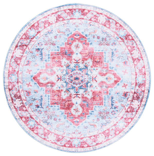 Safavieh Martha Stewart Washable Area Rug - Durable Polyester, Soft Feel, Easy Clean, Stylish Decor Addition Red ,Blue Polyester Pile Msrw148m-9