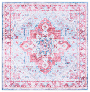 Safavieh Martha Stylish Washable Runner Rug - Contemporary Design, Vibrant Colors, Easy Care & Slip-resistant Red ,Blue Polyester Pile Msrw148m-6sq