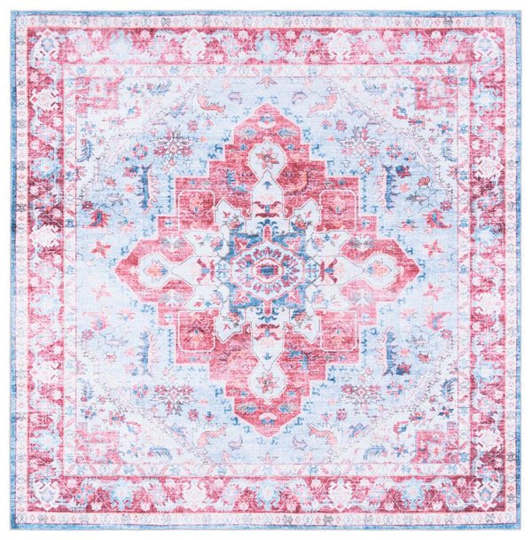 Safavieh Martha Stylish Washable Runner Rug - Contemporary Design, Vibrant Colors, Easy Care & Slip-resistant Red ,Blue Polyester Pile Msrw148m-6sq