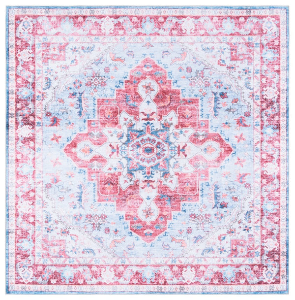 Safavieh Martha Stewart Washable Area Rug - Durable Polyester, Soft Feel, Easy Clean, Stylish Decor Addition Red ,Blue Polyester Pile Msrw148m-9