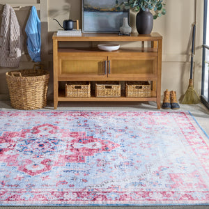 Safavieh Martha Stylish Washable Runner Rug - Contemporary Design, Vibrant Colors, Easy Care & Slip-resistant Red ,Blue Polyester Pile Msrw148m-8