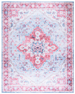 Safavieh Martha Stewart Washable Area Rug - Durable Polyester, Soft Feel, Easy Clean, Stylish Decor Addition Red ,Blue Polyester Pile Msrw148m-9