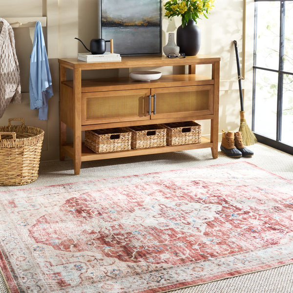 Safavieh Martha Stewart Washable Traditional Area Rug - Vibrant Rust And Gold, Durable Design For Any Space Rust ,Gold Polyester Pile Msrw156q-2745