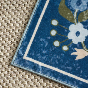Safavieh Martha Stewart Washable Floral Area Rug - Elegant And Durable Design For Every Room In Your Home Dark Blue ,Beige Polyester Pile Msrw179m-4
