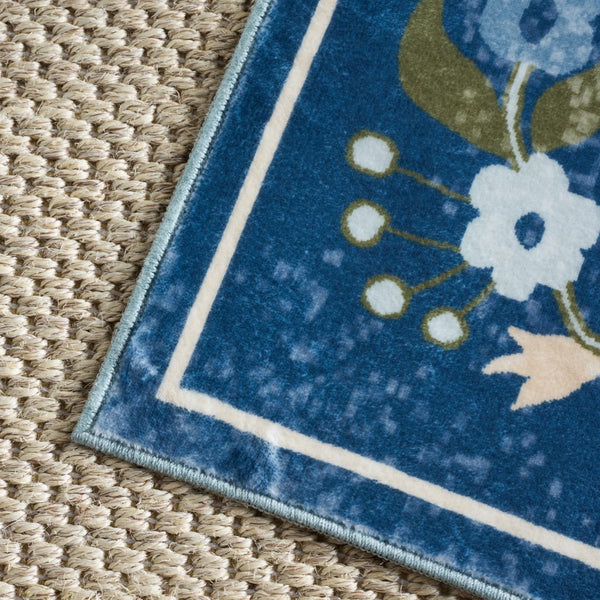 Safavieh Martha Stewart Washable Floral Area Rug - Elegant And Durable Design For Every Room In Your Home Dark Blue ,Beige Polyester Pile Msrw179m-4