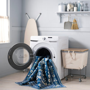 Safavieh Martha Stewart Washable Floral Area Rug - Elegant And Durable Design For Every Room In Your Home Dark Blue ,Beige Polyester Pile Msrw179m-4