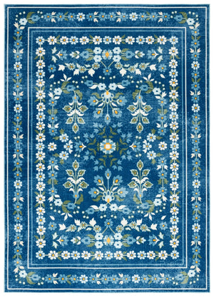 Safavieh Martha Stewart Washable Floral Area Rug - Elegant And Durable Design For Every Room In Your Home Dark Blue ,Beige Polyester Pile Msrw179m-4