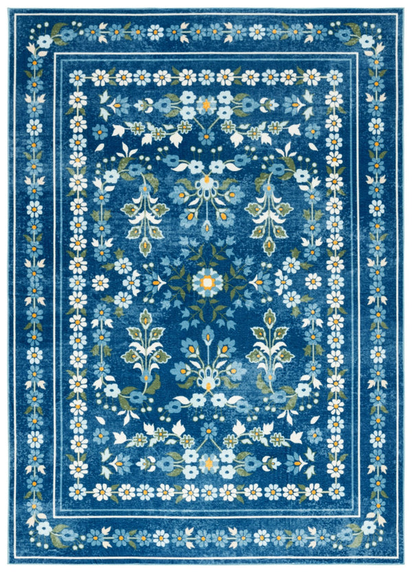 Safavieh Martha Stewart Washable Floral Area Rug - Elegant And Durable Design For Every Room In Your Home Dark Blue ,Beige Polyester Pile Msrw179m-4