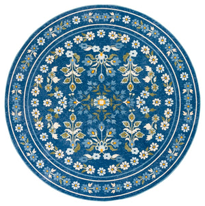 Safavieh Martha Stewart Washable Floral Runner Rug – Elegant Area Rug For Hallways And Entryways, Durable Design Dark Blue ,Beige Polyester Pile Msrw179m-6r