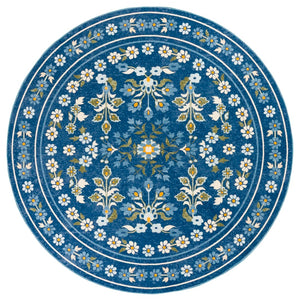 Safavieh Martha Stewart Washable Floral Area Rug - Elegant And Durable Design For Every Room In Your Home Dark Blue ,Beige Polyester Pile Msrw179m-4