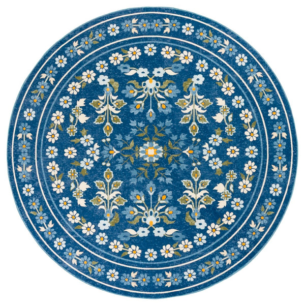 Safavieh Martha Stewart Washable Floral Area Rug - Elegant And Durable Design For Every Room In Your Home Dark Blue ,Beige Polyester Pile Msrw179m-4