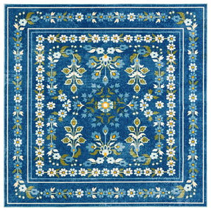 Safavieh Martha Stewart Washable Floral Area Rug - Elegant And Durable Design For Every Room In Your Home Dark Blue ,Beige Polyester Pile Msrw179m-4