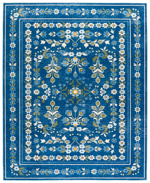 Safavieh Martha Stewart Washable Floral Runner Rug – Elegant Area Rug For Hallways And Entryways, Durable Design Dark Blue ,Beige Polyester Pile Msrw179m-8