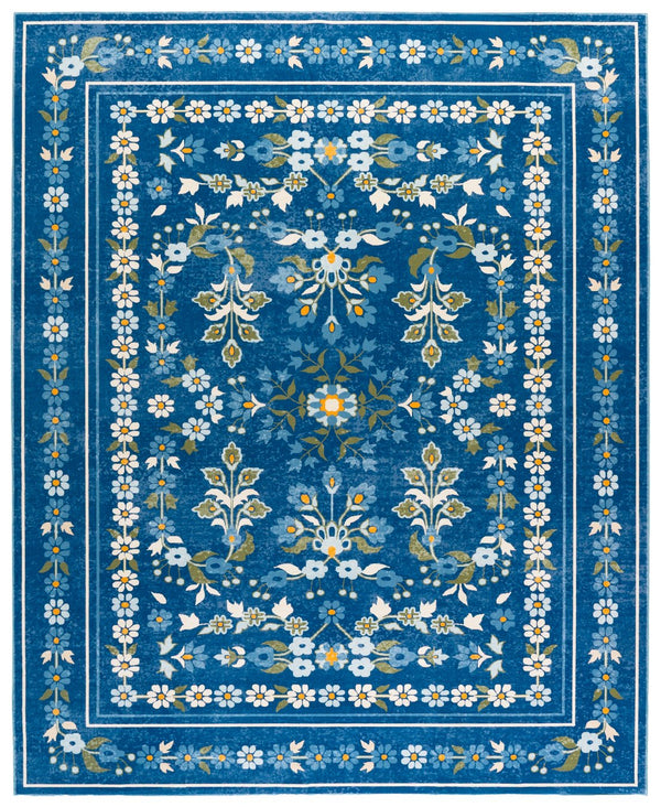 Safavieh Martha Stewart Washable Floral Runner Rug – Elegant Area Rug For Hallways And Entryways, Durable Design Dark Blue ,Beige Polyester Pile Msrw179m-8