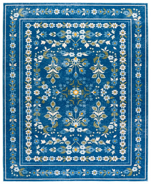 Safavieh Martha Stewart Washable Floral Area Rug - Elegant And Durable Design For Every Room In Your Home Dark Blue ,Beige Polyester Pile Msrw179m-4
