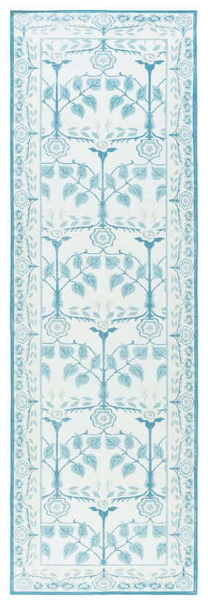 Safavieh Martha Stewart Washable Floral Runner Rug - Elegant, Durable, And Stylish For Any Home Space Ivory ,Light Blue Polyester Pile Msrw182a-28