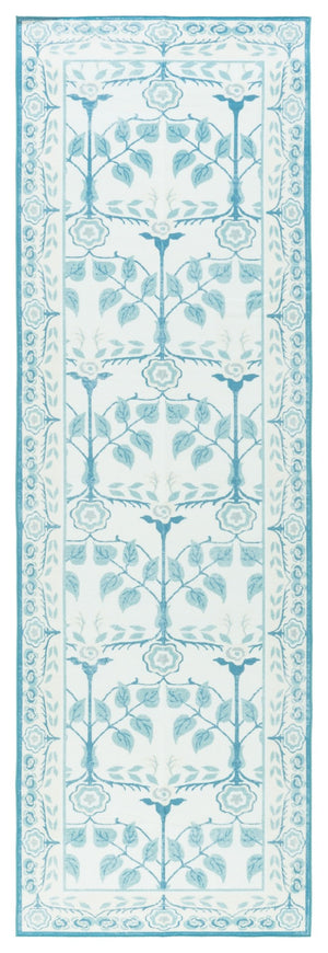 Safavieh Martha Stewart Elegant Washable Area Rug - Durable Design, Chic Minimalist Style For Any Room Ivory ,Light Blue Polyester Pile Msrw182a-9