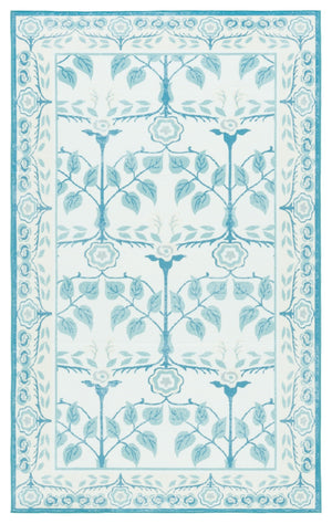 Safavieh Martha Stewart Elegant Washable Area Rug - Durable Design, Chic Minimalist Style For Any Room Ivory ,Light Blue Polyester Pile Msrw182a-9