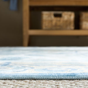 Safavieh Martha Stewart Washable Floral Runner Rug - Elegant, Durable, And Stylish For Any Home Space Ivory ,Light Blue Polyester Pile Msrw182a-57