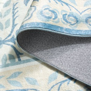 Safavieh Martha Stewart Washable Floral Runner Rug - Elegant, Durable, And Stylish For Any Home Space Ivory ,Light Blue Polyester Pile Msrw182a-57