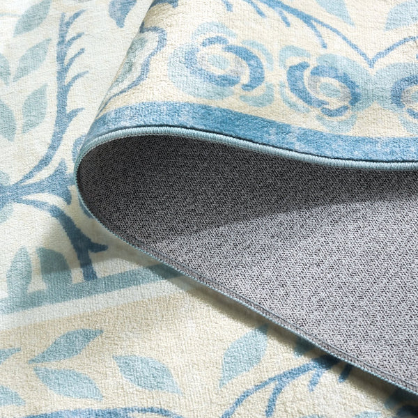 Safavieh Martha Stewart Washable Floral Runner Rug - Elegant, Durable, And Stylish For Any Home Space Ivory ,Light Blue Polyester Pile Msrw182a-57