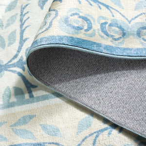 Safavieh Martha Stewart Elegant Washable Area Rug - Durable Design, Chic Minimalist Style For Any Room Ivory ,Light Blue Polyester Pile Msrw182a-9