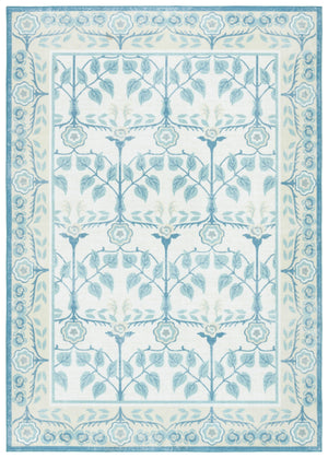 Safavieh Martha Stewart Washable Floral Runner Rug - Elegant, Durable, And Stylish For Any Home Space Ivory ,Light Blue Polyester Pile Msrw182a-57